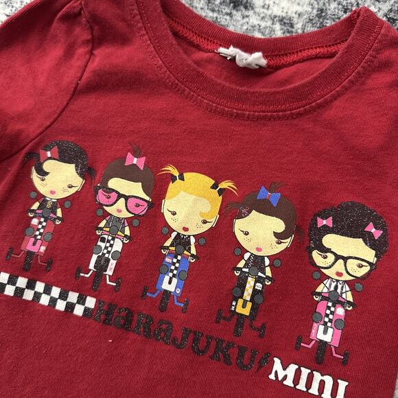 2T Gwen Stefani Harajuku Mini Top No Doubt Lovers Red Nerd Alert Shirt Bikes Tee - Picture 2 of 7